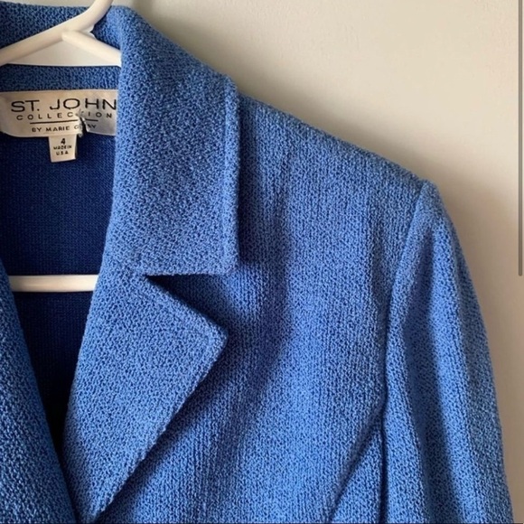 St John Collection Santana Knit Periwinkle Blue Blazer - Picture 3 of 7